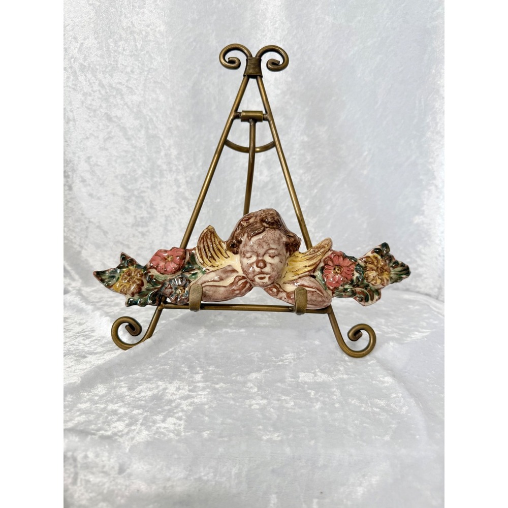 Glazed‎ Terracotta Herrenchiemsee Cherub Wall Plaque Rococo Inspired Germany